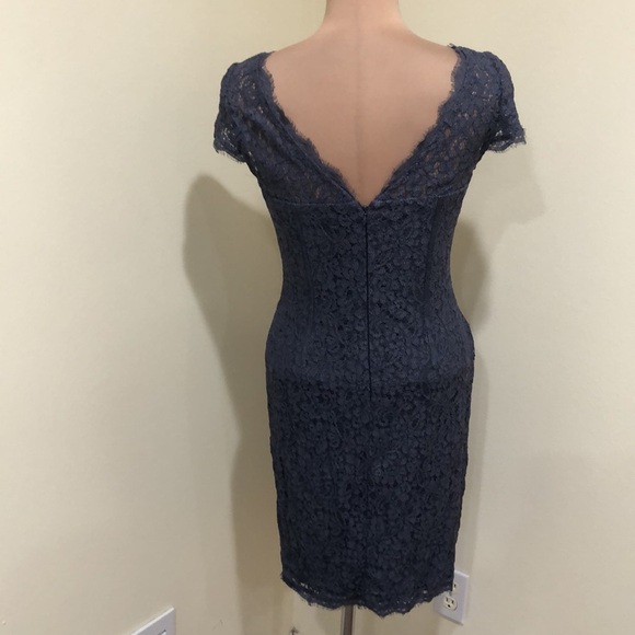 Adrianna Pappell Dress Size 6 Gray Floral Eyelash Lace - Picture 5 of 11